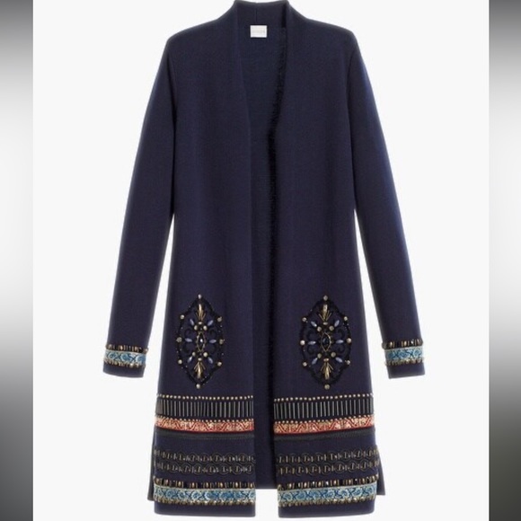 Embroidered navy blue cardigan Chico’s - Picture 3 of 9